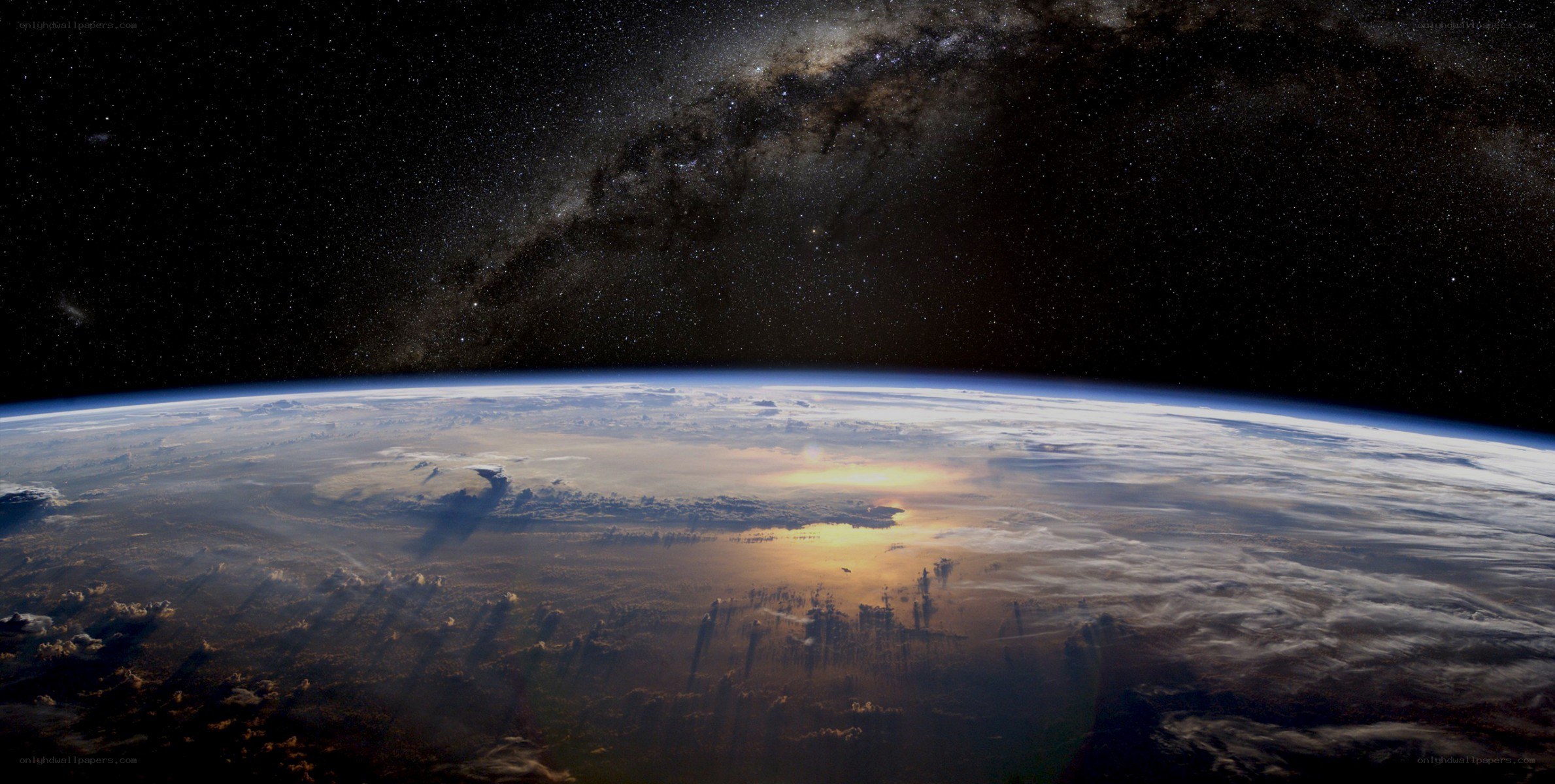 Earth from space at sunset