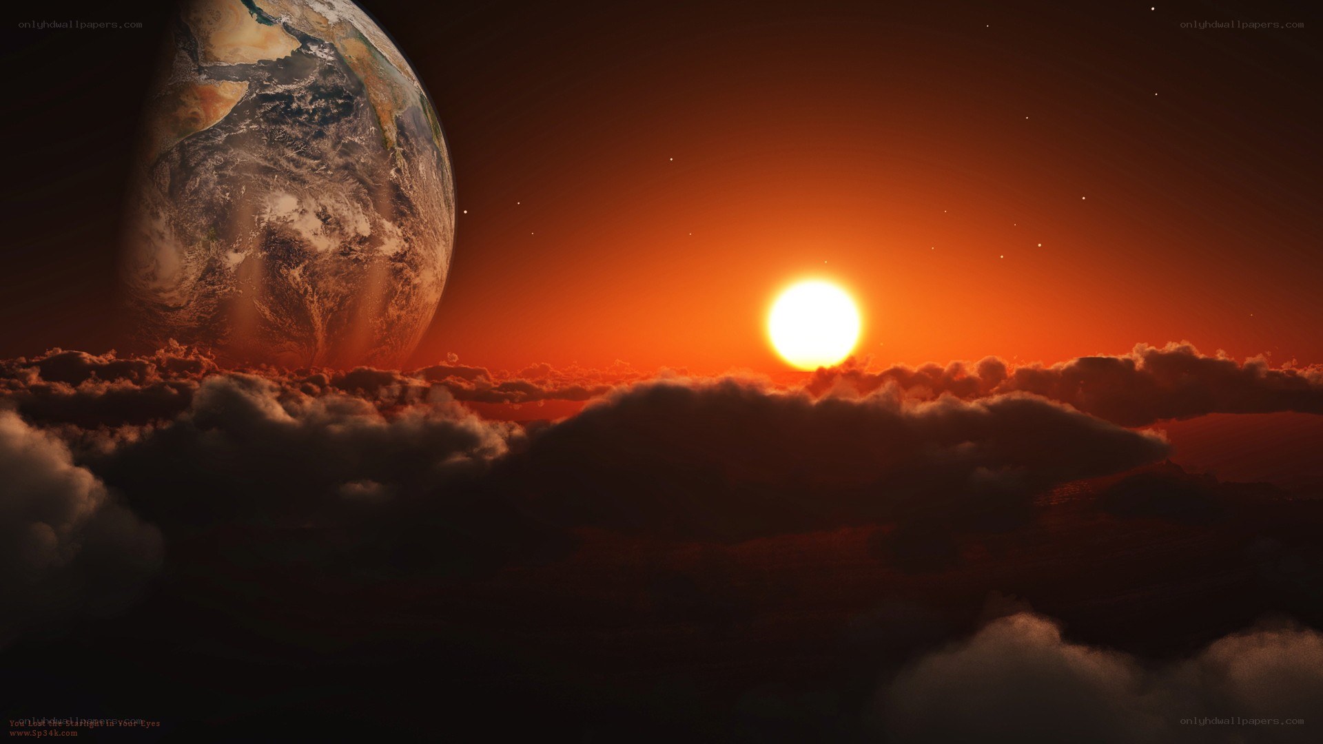 Earth from space at sunset