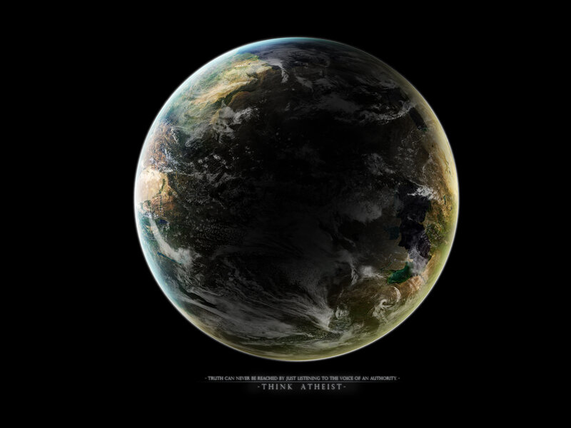 Earth from Space — Black, Dramatic, Digital Art, Planet