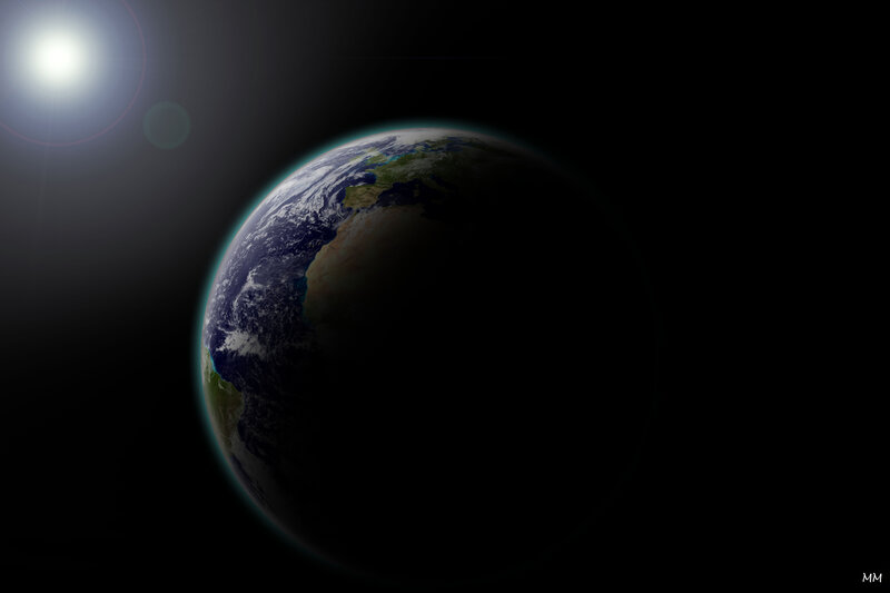 Earth from Space — Black, Dramatic, Digital Art