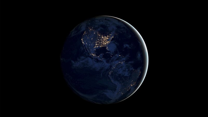 Earth from Space — Black, Dramatic, Night, Photograph, Night Lights
