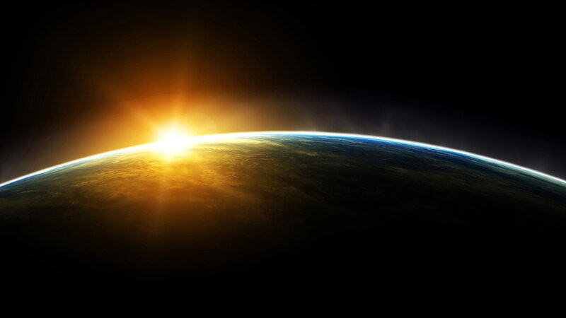 Earth from Space — Black, Dramatic, Sunrise, Digital Art, Sun, Atmosphere, Horizon