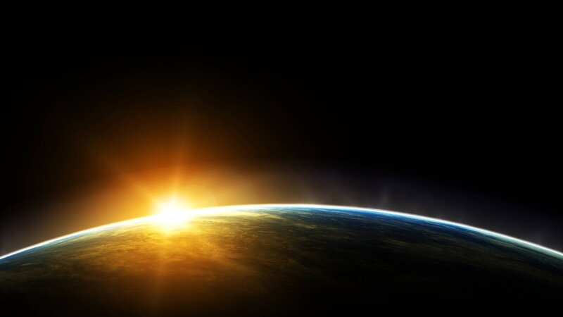 Earth from Space — Black, Dramatic, Sunrise, Digital Art, Sun, Horizon, Atmosphere, Yellow, Blue