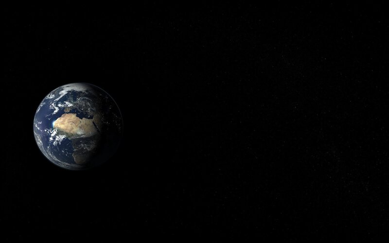 Earth from Space — Black, Serene, 3d Render, Planet, Stars