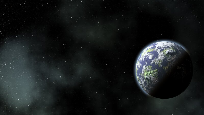 Earth from Space — Black, Serene, 3d Render, Stars, Clouds
