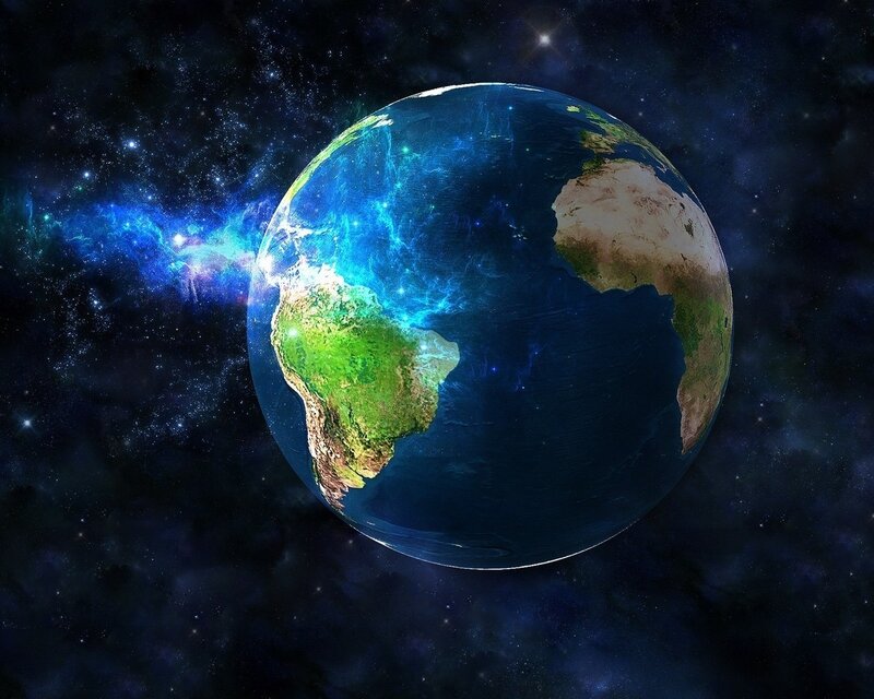 Earth from Space — Blue, Cosmic, Digital Art