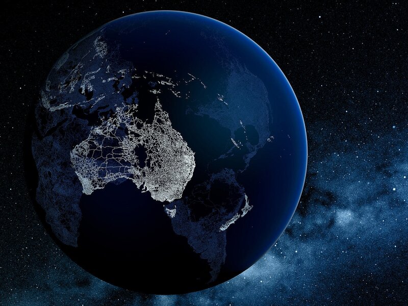 Earth from Space — Blue, Cosmic, Night