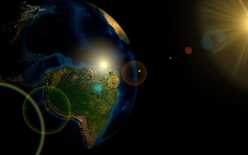 Earth from Space — Blue, Dramatic, 3d Render, Sun, Planet