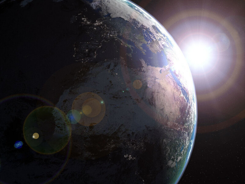 Earth from Space — Blue, Dramatic, 3d Render, Sun, Stars