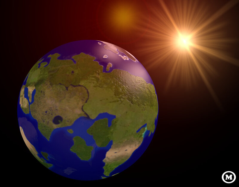 Earth from Space — Blue, Dramatic, 3d Render, Sun