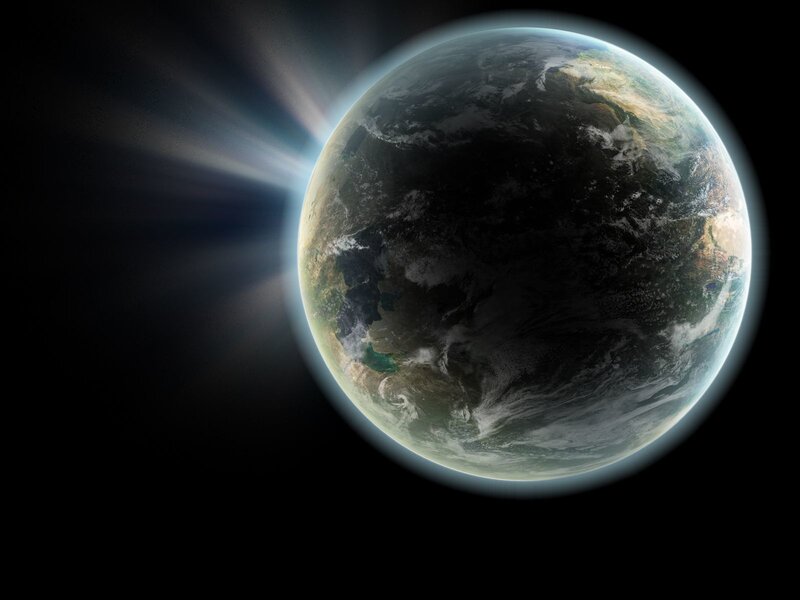 Earth from Space — Blue, Dramatic, 3d Render, Sunlight