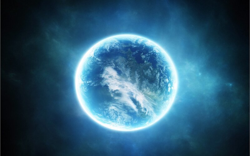 Earth from Space — Blue, Dramatic, Digital Art, Clouds, Ocean