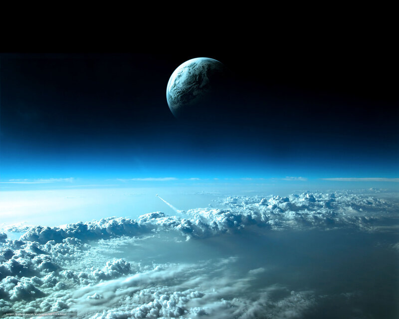 Earth from Space — Blue, Dramatic, Digital Art, Clouds