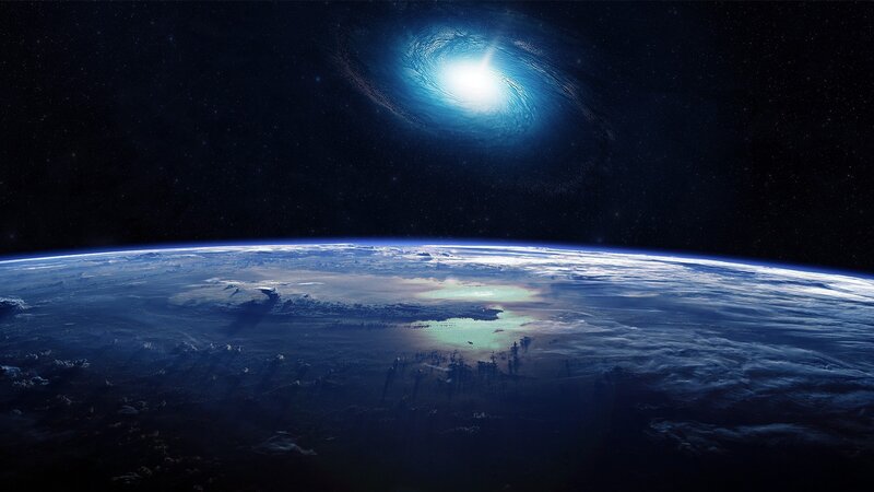 Earth from Space — Blue, Dramatic, Digital Art, Galaxy, Clouds