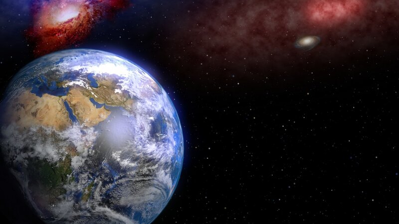 Earth from Space — Blue, Dramatic, Digital Art, Galaxy