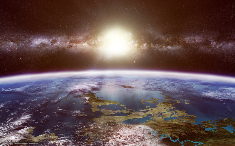 Earth from Space — Blue, Dramatic, Digital Art, Milky Way