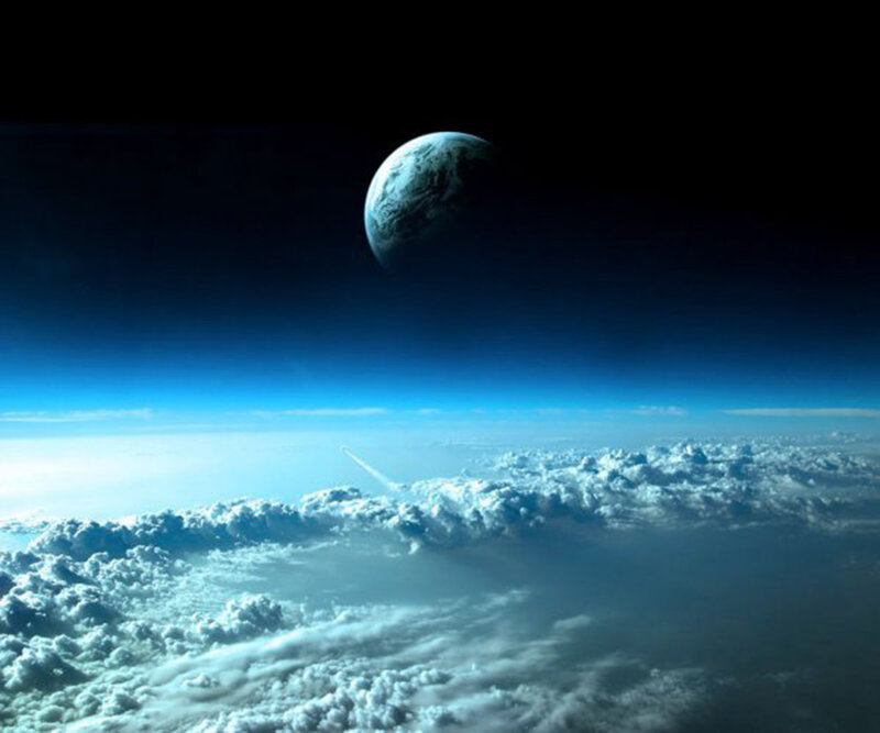 Earth from Space — Blue, Dramatic, Digital Art, Planet, Clouds, Sky