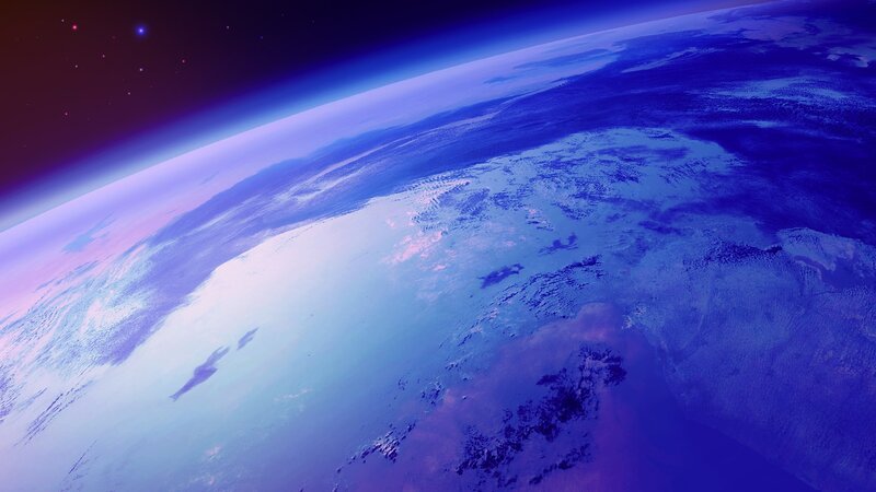 Earth from Space — Blue, Dramatic, Digital Art, Planet, Clouds, Stars