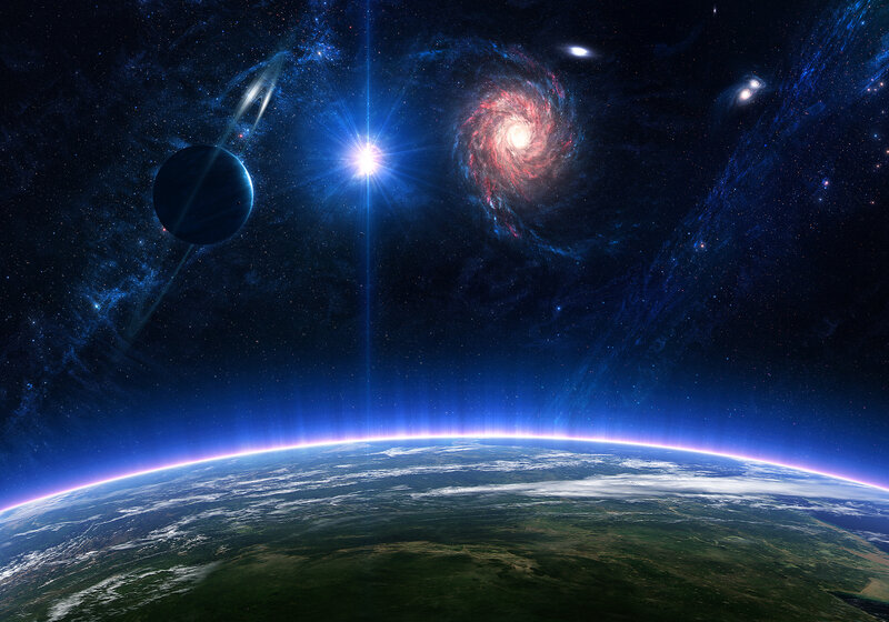 Earth from Space — Blue, Dramatic, Digital Art, Planet, Galaxy