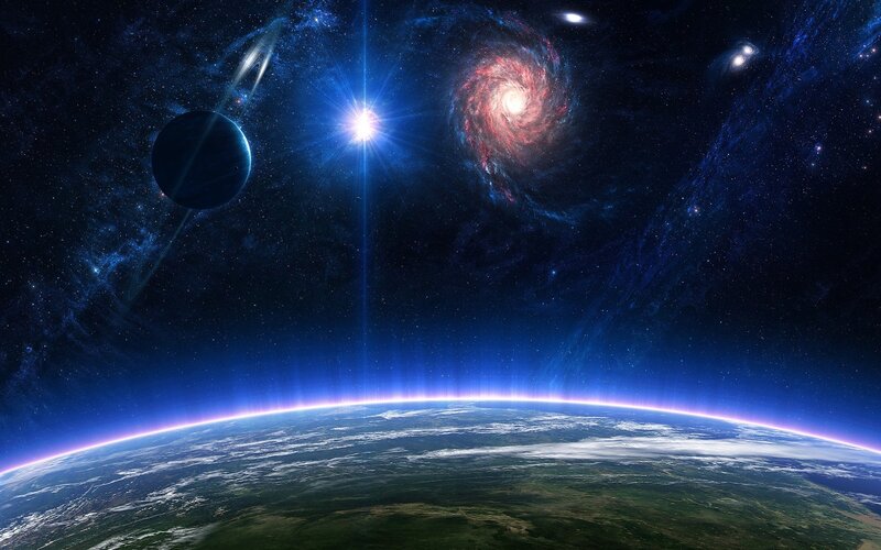 Earth from Space — Blue, Dramatic, Digital Art, Planet, Star