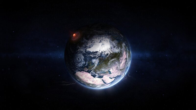 Earth from Space — Blue, Dramatic, Digital Art, Planet, Storm