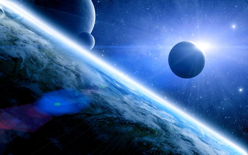 Earth from Space — Blue, Dramatic, Digital Art, Planets