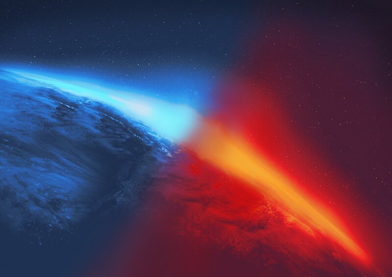 Earth from Space — Blue, Dramatic, Digital Art, Stars, Atmosphere