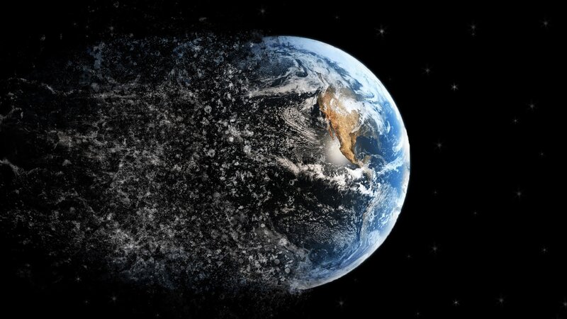 Earth from Space — Blue, Dramatic, Digital Art, Stars, Clouds, Continent