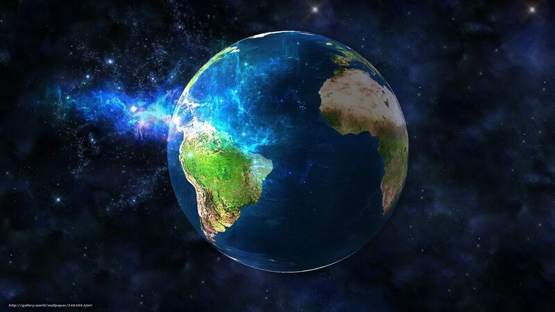 Earth from Space — Blue, Dramatic, Digital Art, Stars, Galaxy