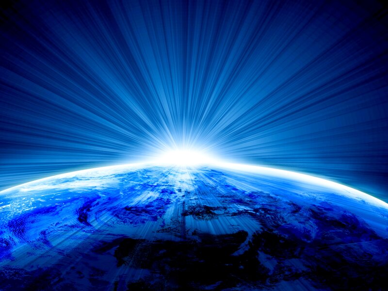 Earth from Space — Blue, Dramatic, Digital Art, Sunlight