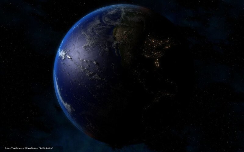 Earth from Space — Blue, Dramatic, Night, 3d Render, Stars