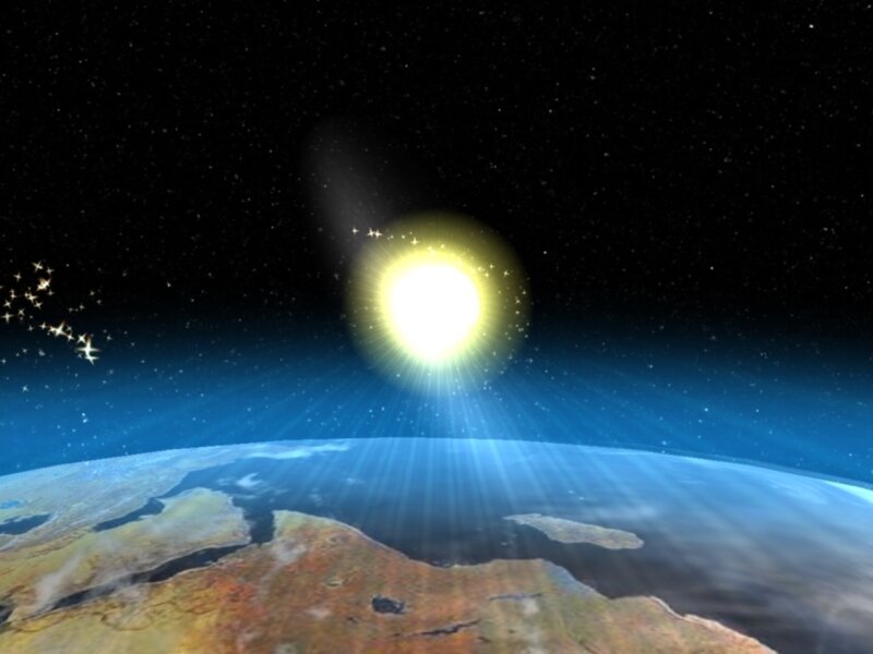 Earth from Space — Blue, Dramatic, Night, 3d Render, Sun
