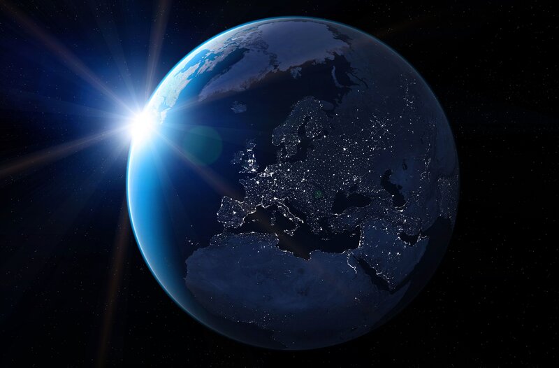 Earth from Space — Blue, Dramatic, Night, 3d Render