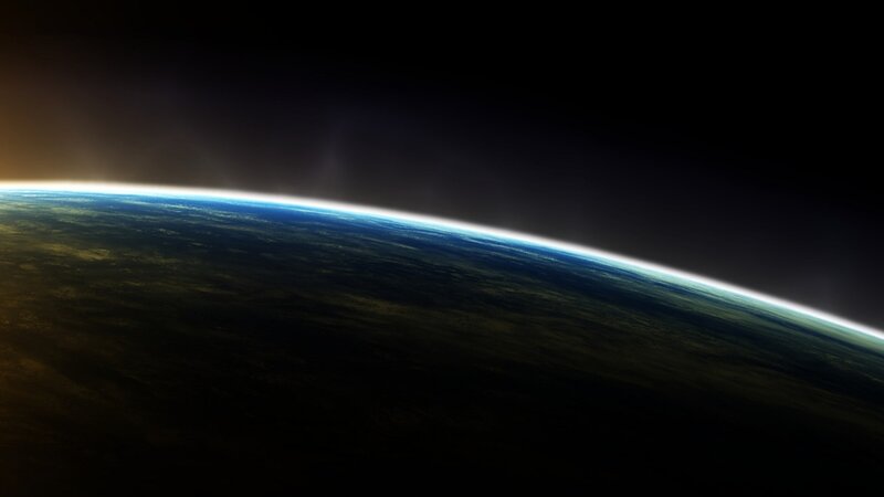 Earth from Space — Blue, Dramatic, Night, Digital Art, Planet, Atmosphere, Black, Green