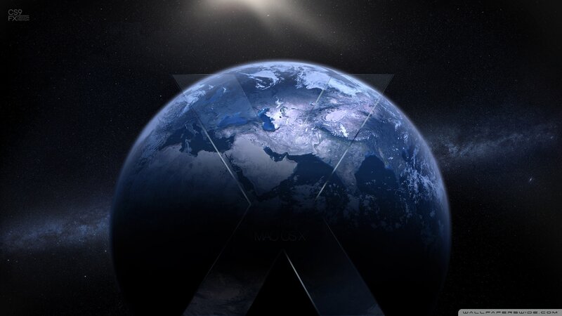 Earth from Space — Blue, Dramatic, Night, Digital Art, Stars, Galaxy