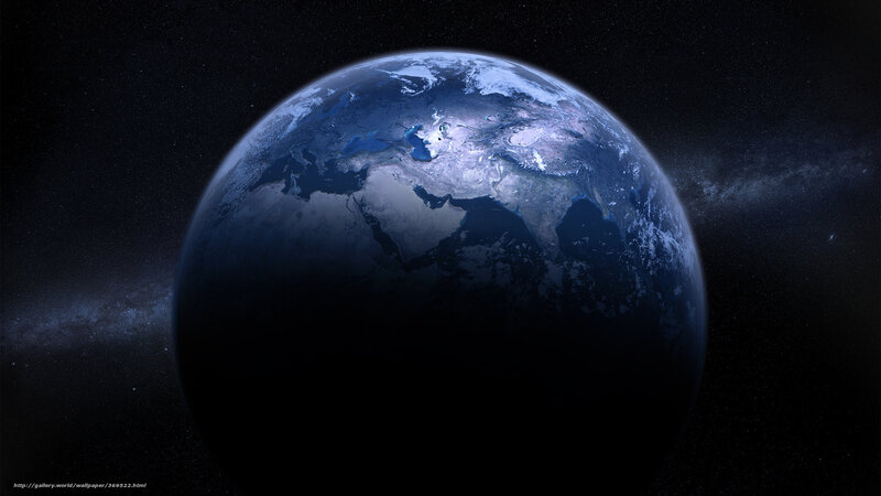 Earth from Space — Blue, Dramatic, Night, Digital Art, Stars, Milky Way