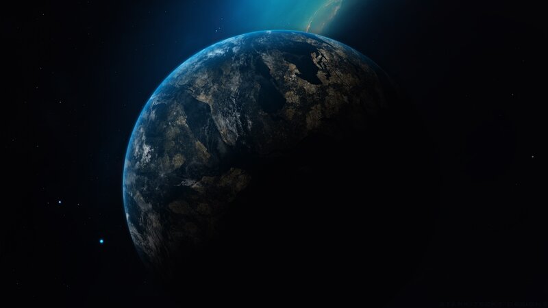 Earth from Space — Blue, Dramatic, Night, Digital Art, Stars, Planet