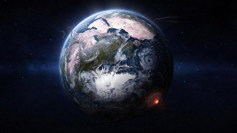 Earth from Space — Blue, Dramatic, Night, Digital Art, Storm