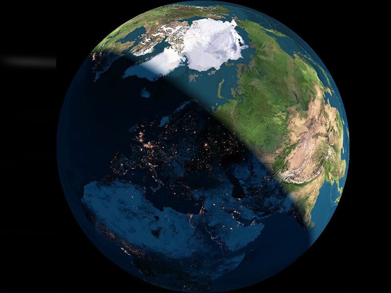 Earth from Space — Blue, Dramatic, Night, Photograph, Continent