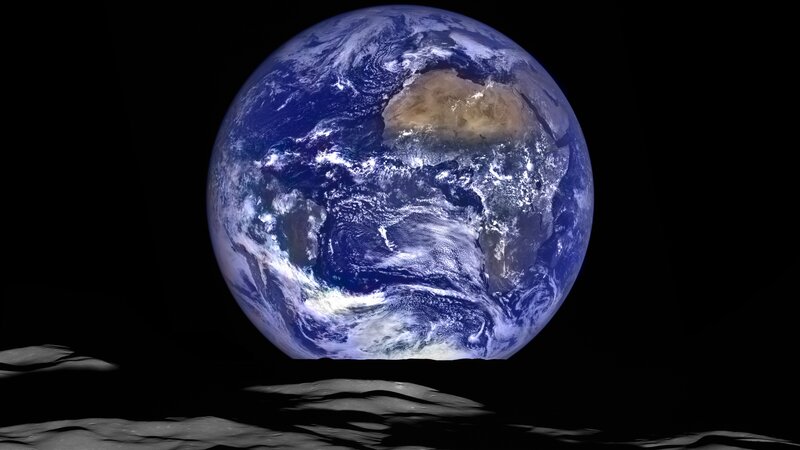 Earth from Space — Blue, Dramatic, Photograph, Moon Surface