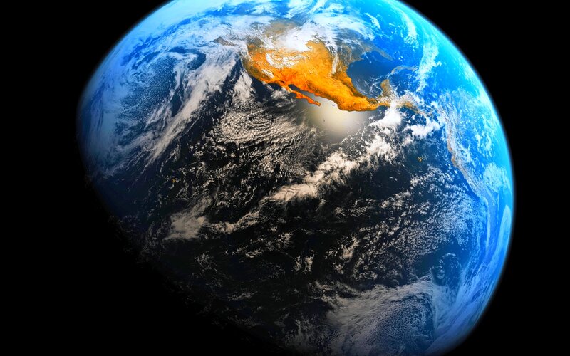 Earth from Space — Blue, Dramatic, Photograph, North America