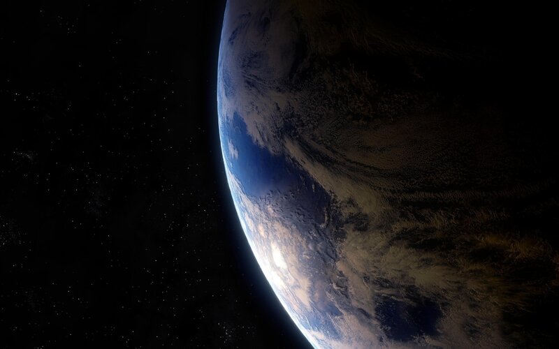 Earth from Space — Blue, Dramatic, Photograph, Stars, Clouds