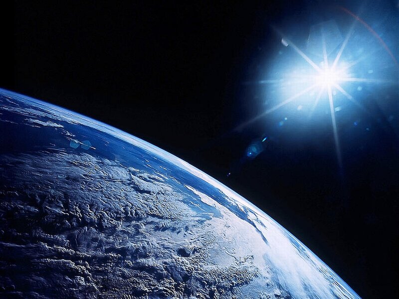 Earth from Space — Blue, Dramatic, Photograph, Sun, Clouds