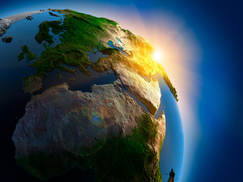Earth from Space — Blue, Dramatic, Sunrise, 3d Render