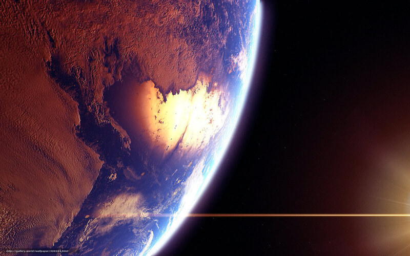 Earth from Space — Blue, Dramatic, Sunrise, Digital Art, Planet, Sunlight