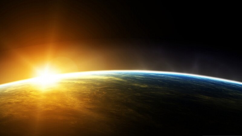 Earth from Space — Blue, Dramatic, Sunrise, Digital Art, Sun, Atmosphere, Clouds