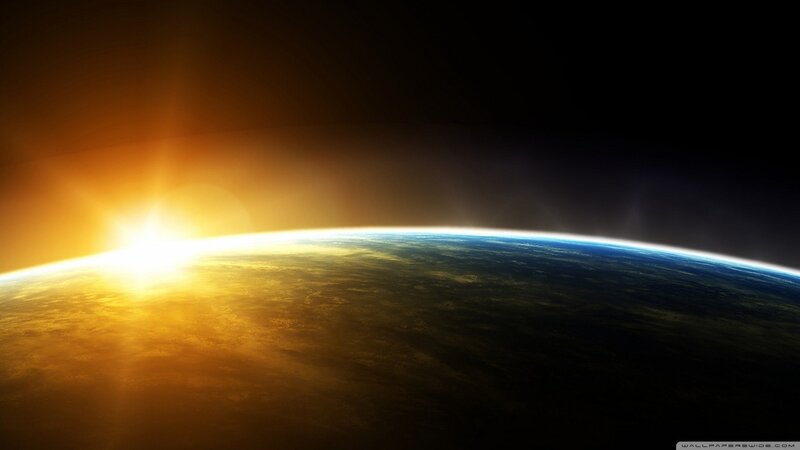 Earth from Space — Blue, Dramatic, Sunrise, Digital Art, Sun, Atmosphere, Planet