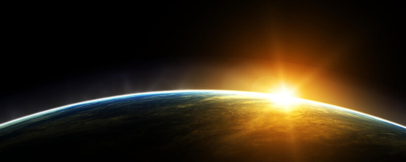 Earth from Space — Blue, Dramatic, Sunrise, Digital Art, Sun, Horizon, Atmosphere