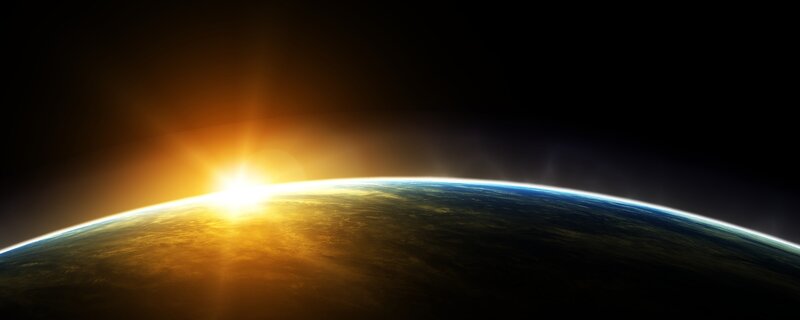 Earth from Space — Blue, Dramatic, Sunrise, Digital Art, Sun, Horizon