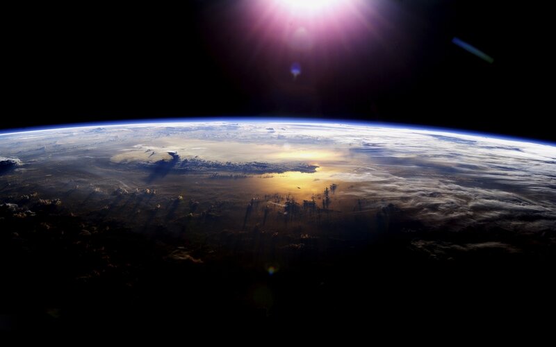 Earth from Space — Blue, Dramatic, Sunrise, Photograph, Sun, Clouds, Atmosphere